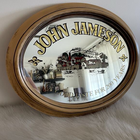 John Jameson Vintage Mirror Plaque Framed Memorabilia Liquor Sign Barware - Picture 1 of 8